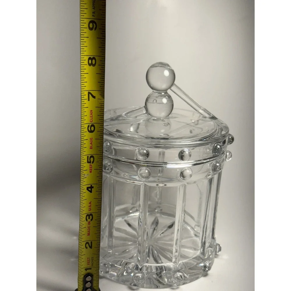Vintage lead Crystal Drum Shape Candy/Cookie Jar heavy‎ very nice !